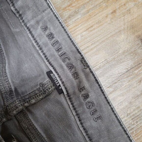 American Eagle Gray Mens 28X32 Airflex + Plus Skinny Jeans Denim Distressed - Picture 13 of 16